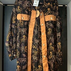 BiBi Black and Orange Tiger Print Utility Jacket
